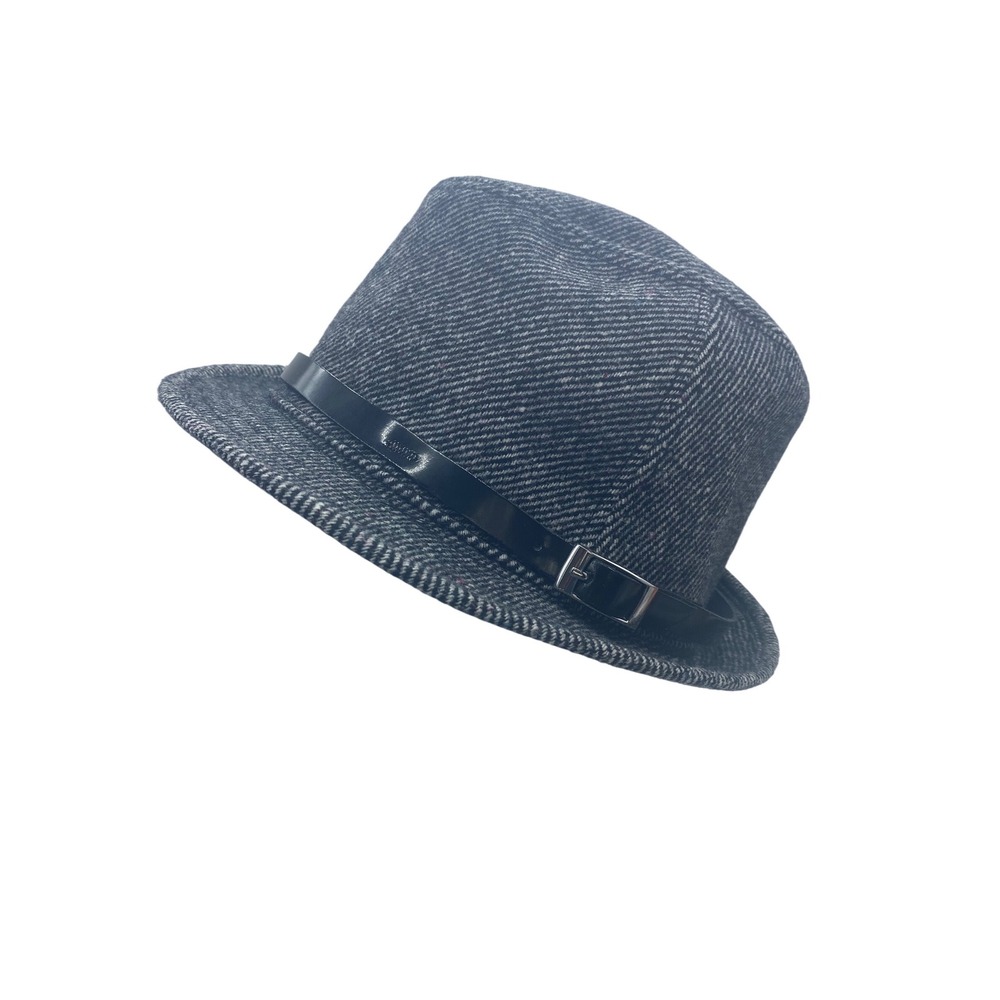 Banana Republic Mens Gray Wool Blend Fedora Hat Buckle Band M/L